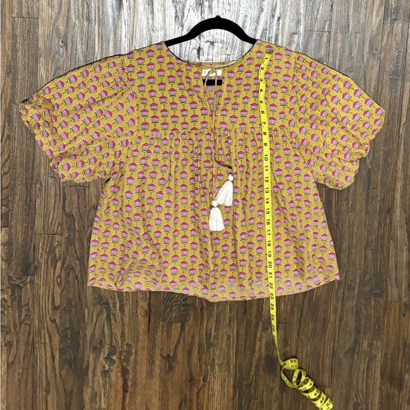 THML Yellow Blouse with Pink Floral Tulip Motif - Picture 3 of 6